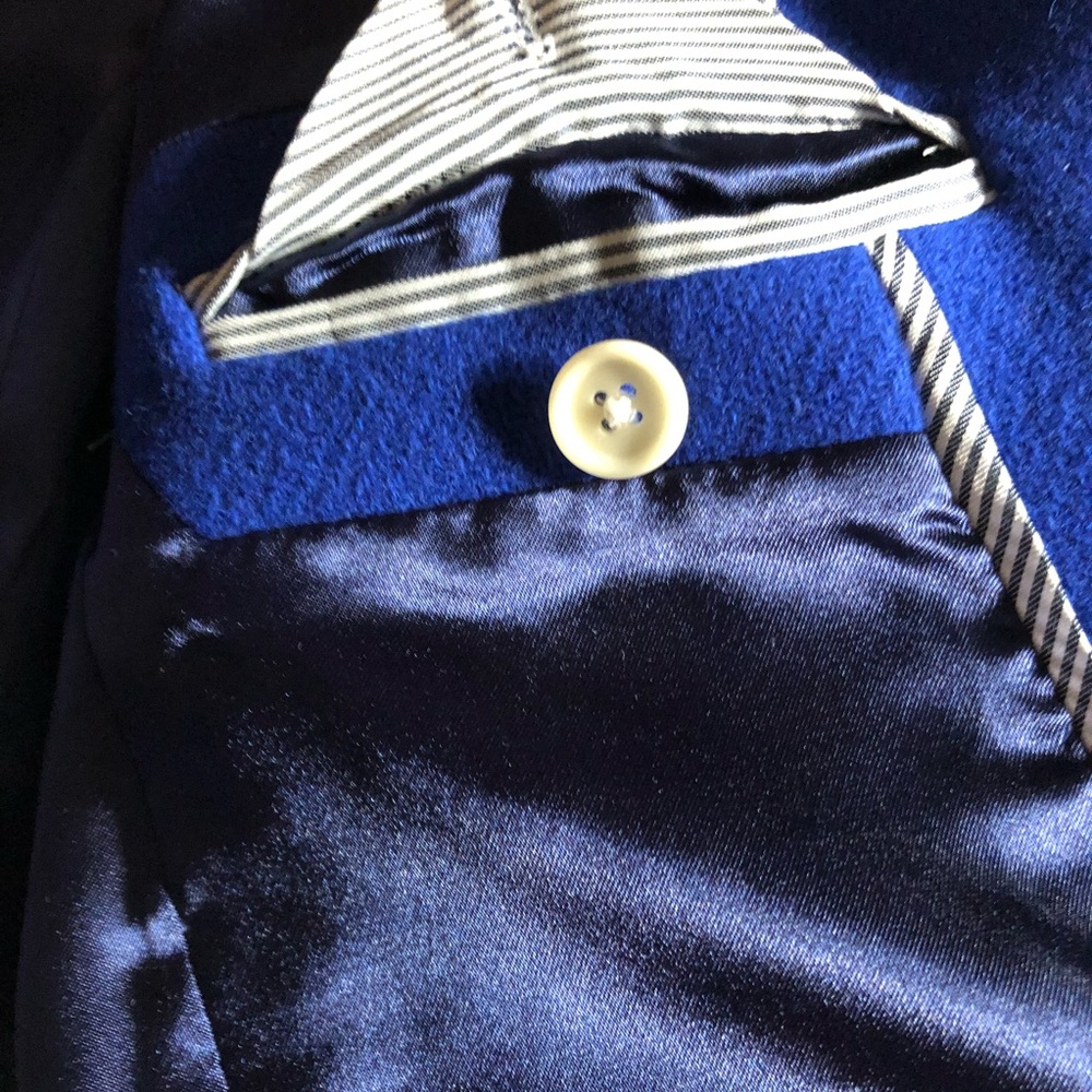 J Crew royal blue textured tweed double breasted coat jacket peacoat - Picture 7 of 9